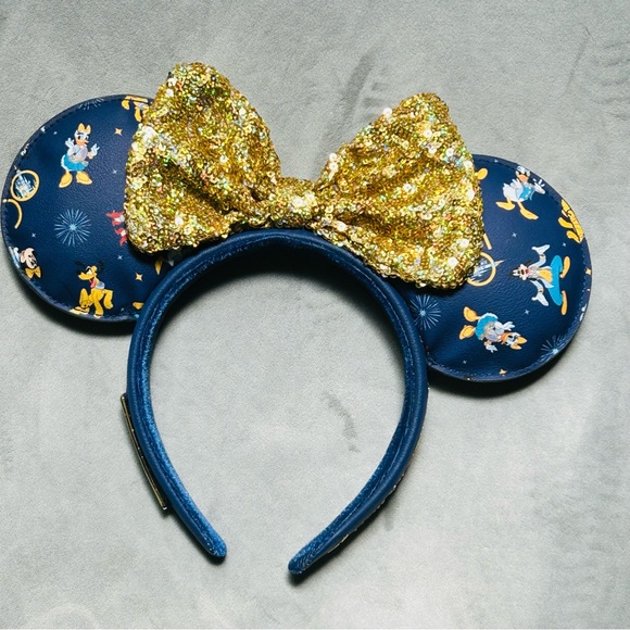 Walt Disney World 50th Anniversary Loungefly Blue Gold sequins Mickey ears EUC - Picture 2 of 9